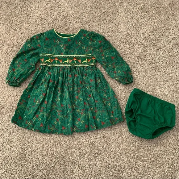 Bonnie Baby Smocked Reindeer Christmas Dress - 18 months - Picture 2 of 5